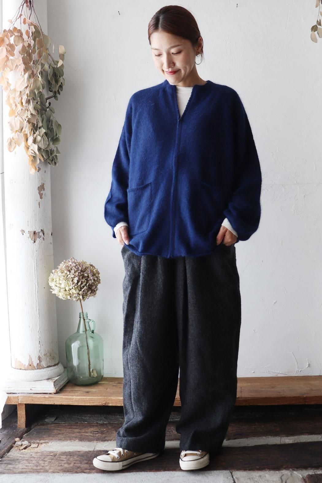 ichi｜イチ】アンゴラ CARDIGAN｜ふわふわ毛長のジッパーカーデ＊