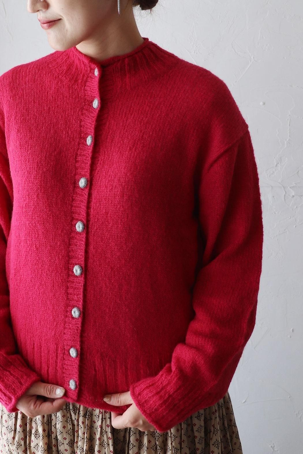 美品  ALPACA 刺繍 手編み ピマコットン ニット カーディガン カーディガン  刺繍 手編み ニット ピマコットン 美品 ALPACA