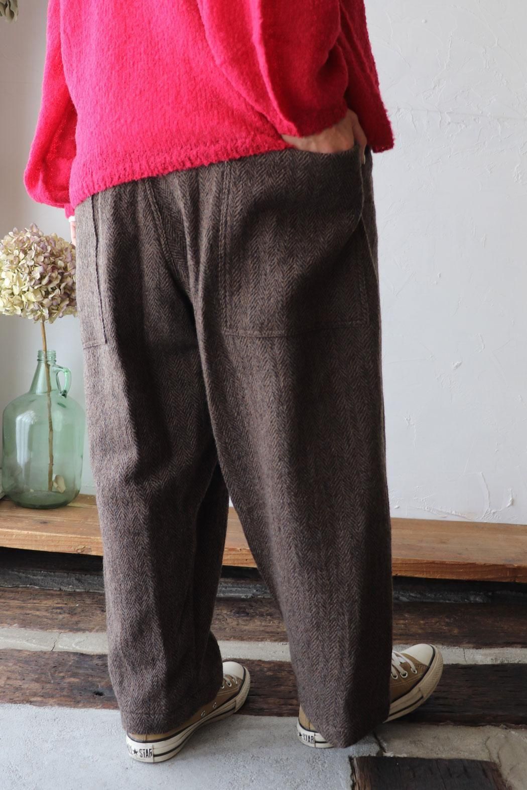 ICHI Antiquites ウールリネンヘリンボーンパンツ　サイズF ICHI Antiquites ウールリネンヘリンボーンパンツサイズF
