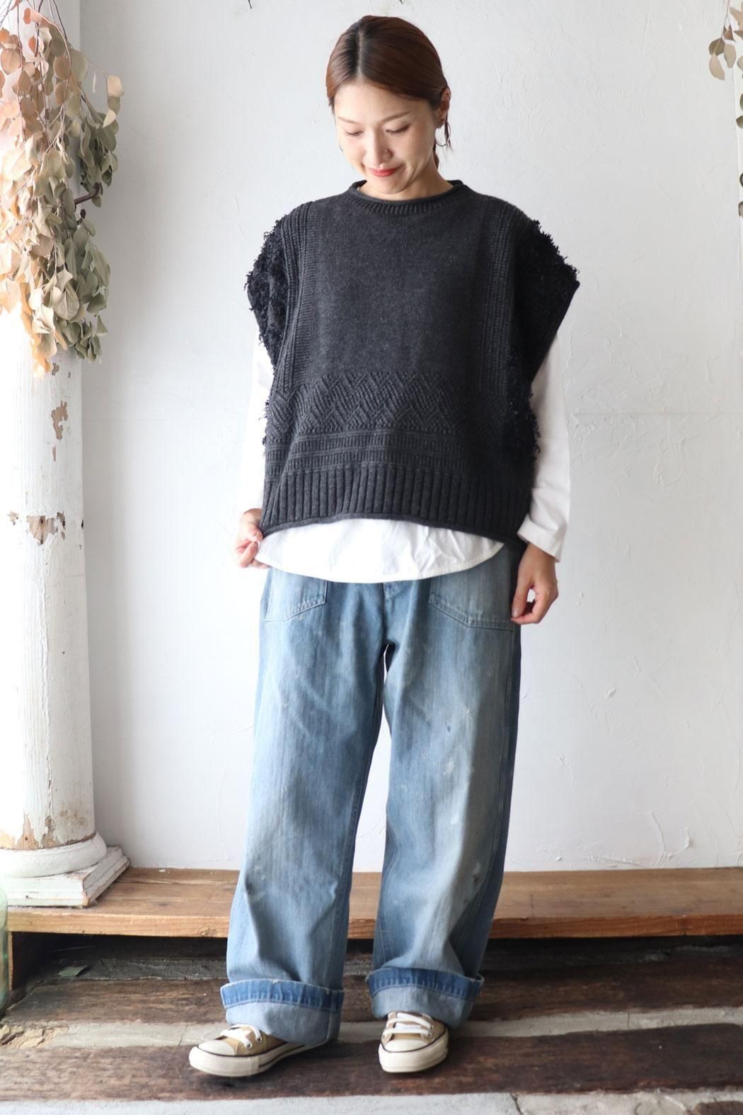 tumugu ウールアンゴラボア フードベスト☽꙳ tumugu:（ツムグ） | ウールアンゴラボア フードベスト