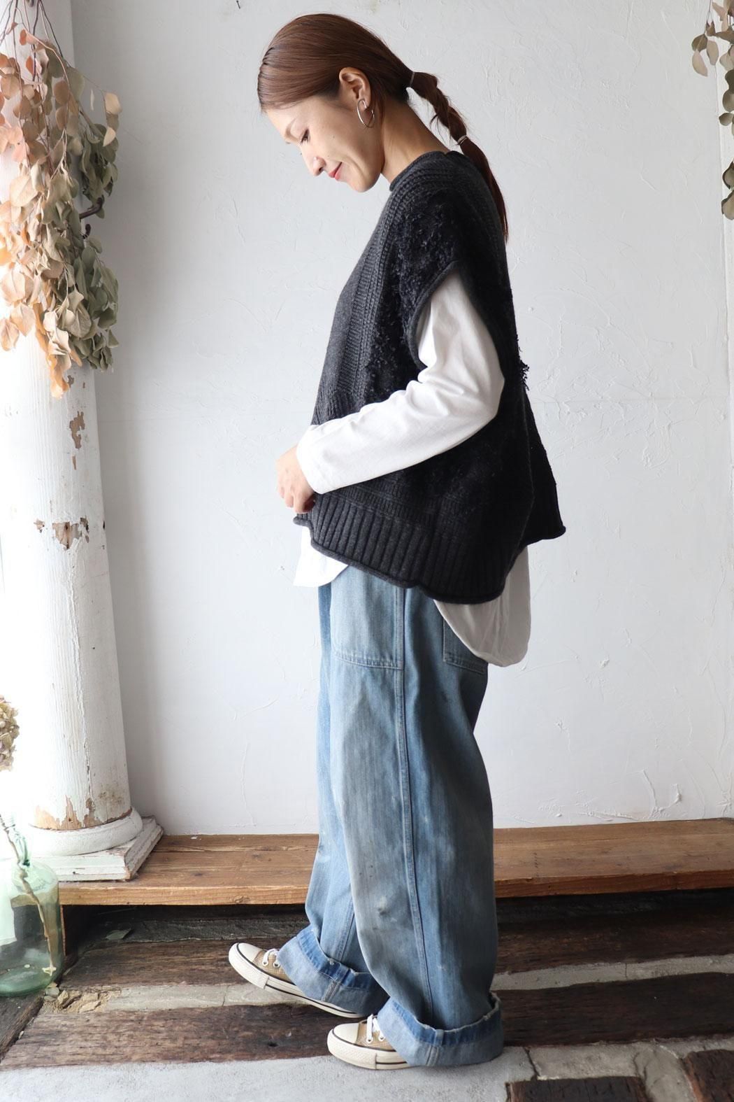 tumugu ウールアンゴラボア フードベスト☽꙳ tumugu:（ツムグ） | ウールアンゴラボア フードベスト