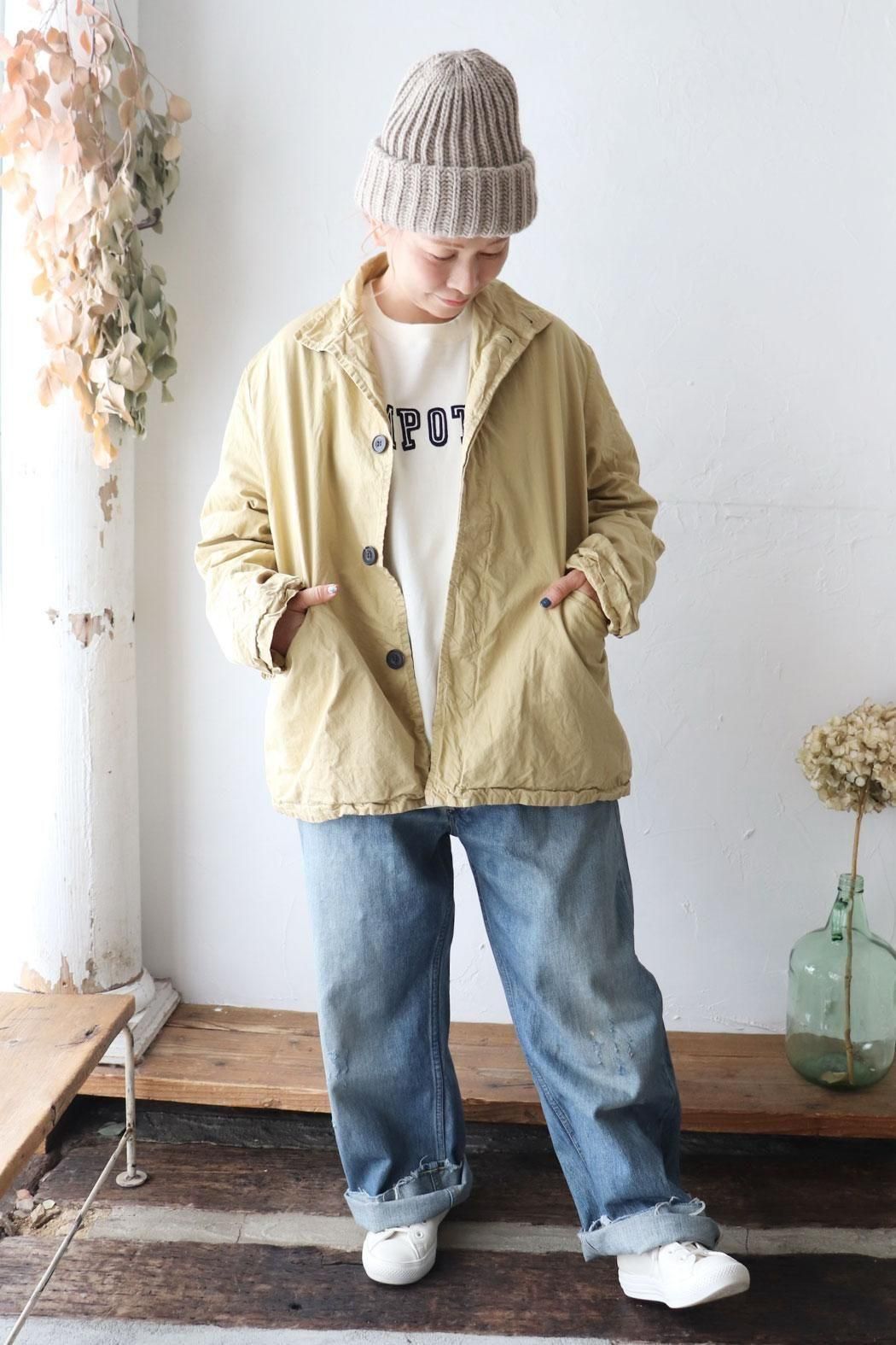 vc2669 ガーメントダイショートコート ベージュ Veritecoeur】ガーメントダイショートコート｜こなれ感を演出する一枚