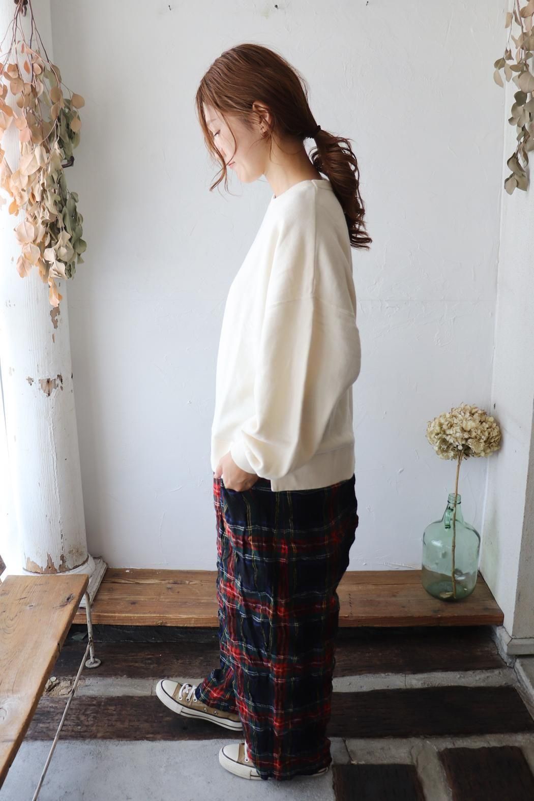 イチ※ichi タータンチェック ウールガーゼ ワイド パンツ ichi Antiquite's】TARTAN CHECK PANTS | 秋冬に映えるタータン