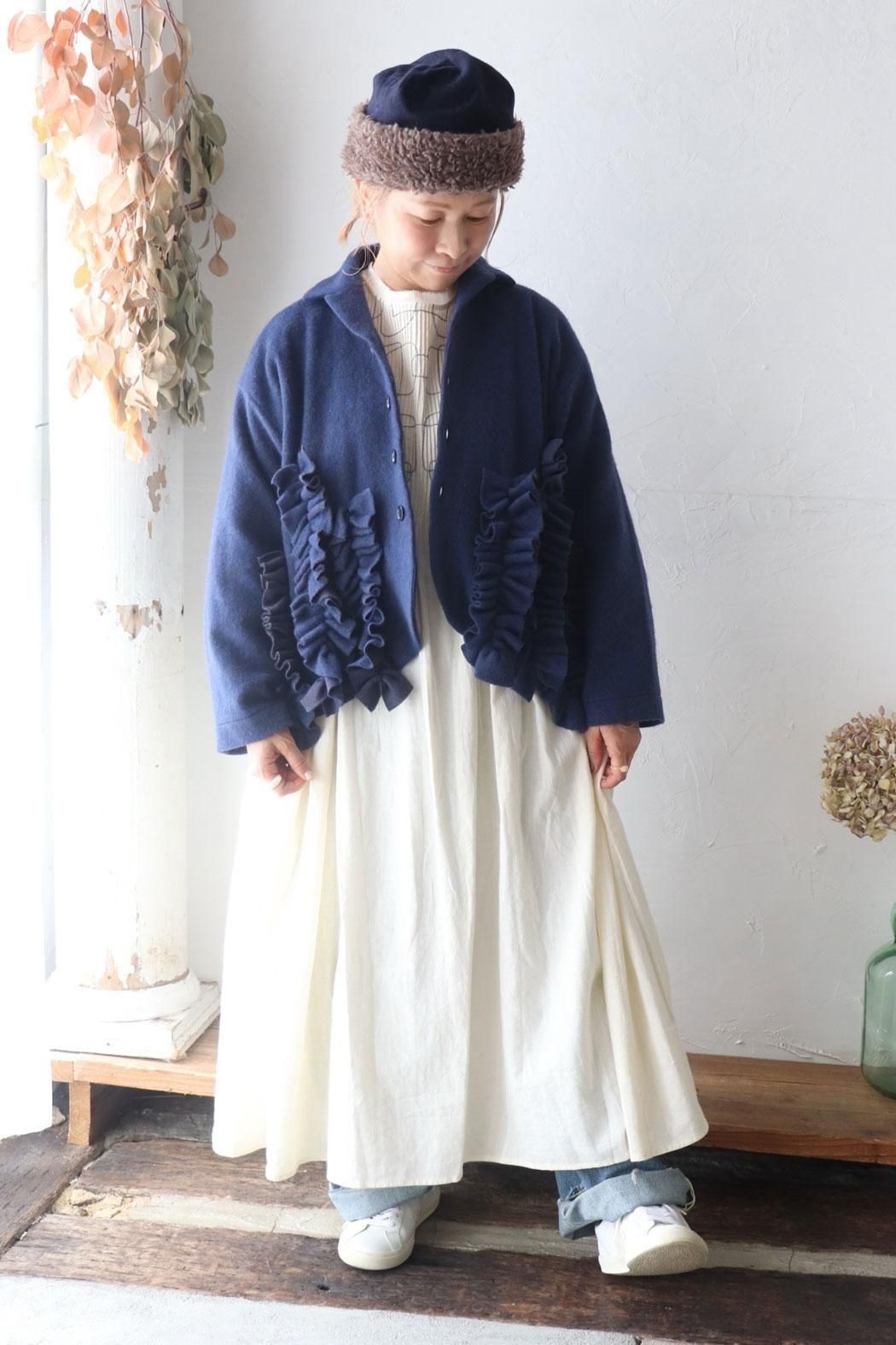 g)｜グラム】ウールシャギーフロントフリルジャケット | 贅沢フリルが