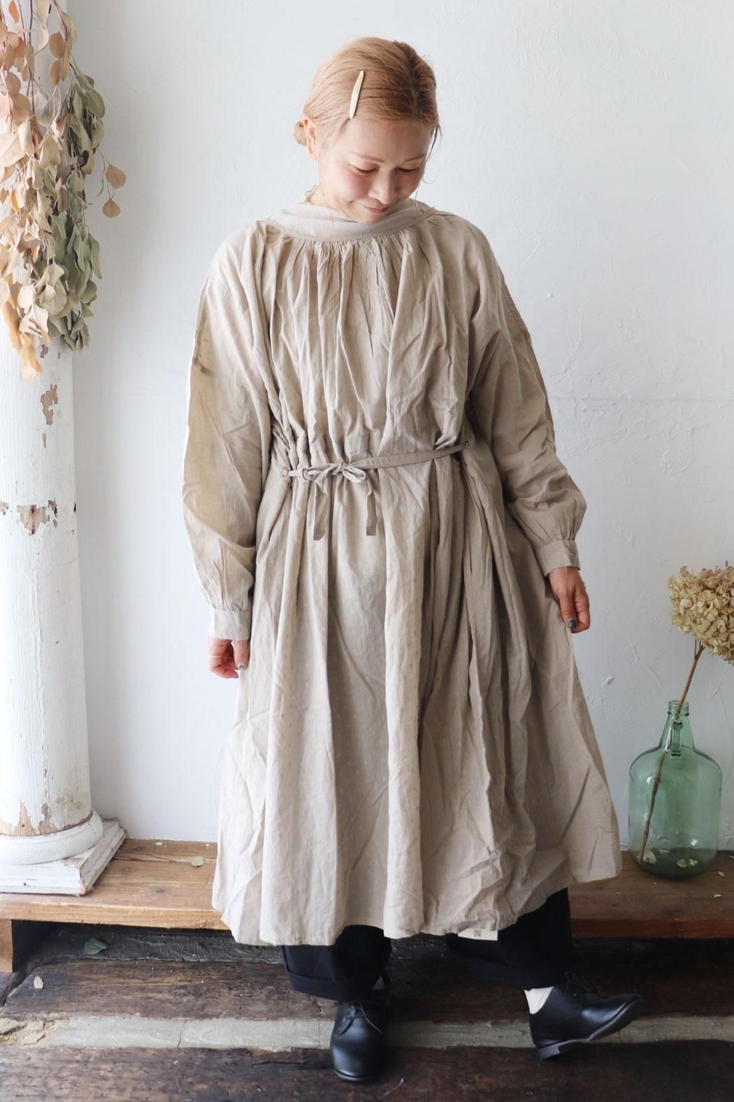 SOIL｜ソイル】 COTTON DOT PATCHWORK 2WAY GATHERED SMOCK DRESS