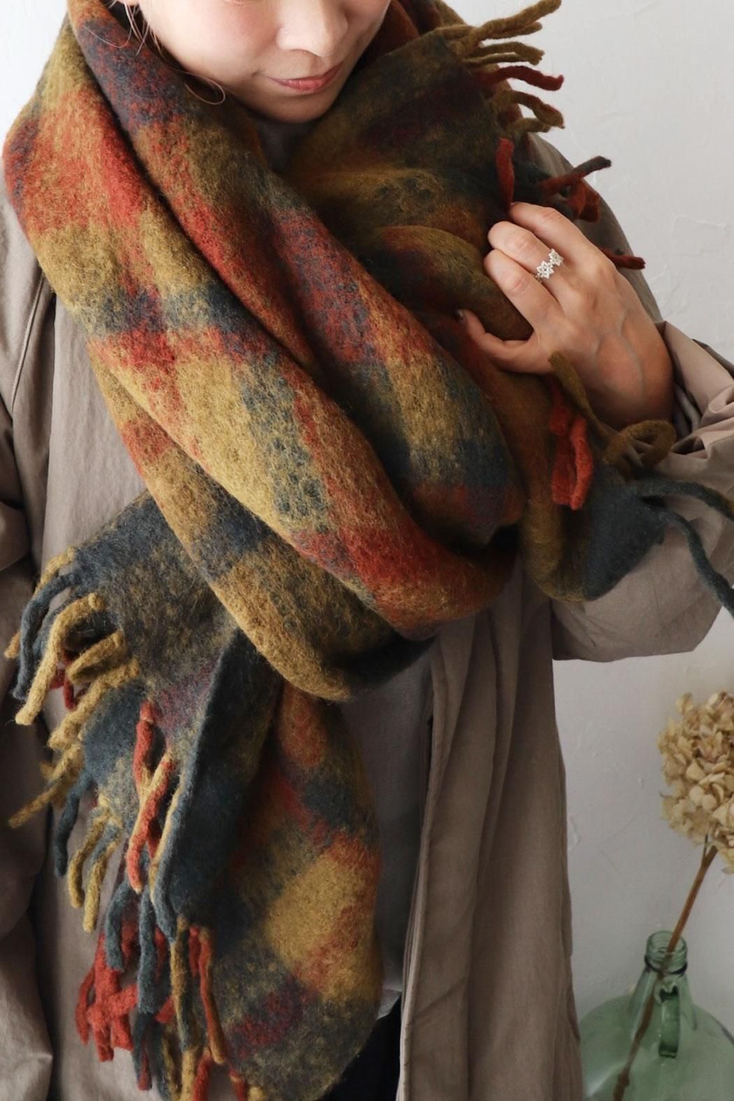 SOIL｜ソイル】 WOOL CHECK BLANKET｜しっかり温かい＊厚手の