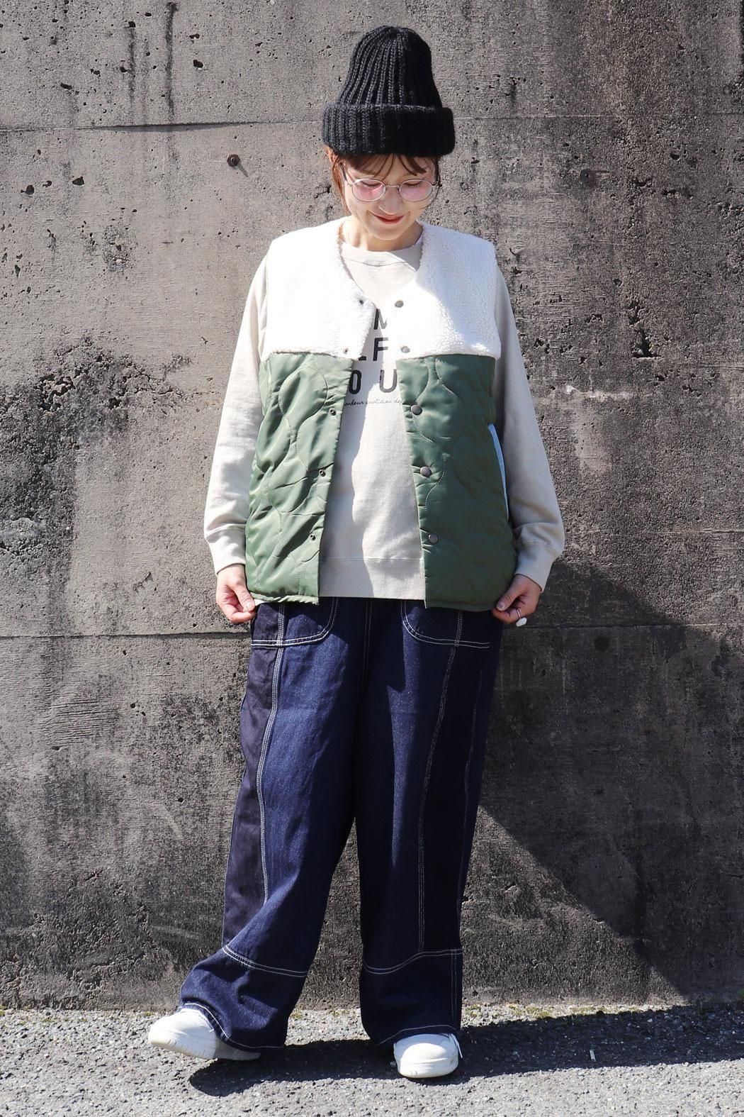 CLIP.TAB｜クリップタブ】ボア×キルトベスト｜ボアとキルトの大人