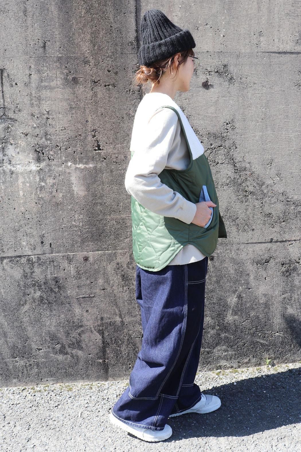 CLIP.TAB｜クリップタブ】ボア×キルトベスト｜ボアとキルトの大人