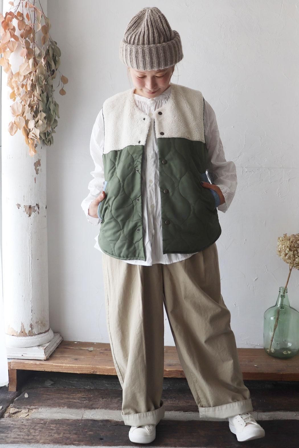 CLIP.TAB｜クリップタブ】ボア×キルトベスト｜ボアとキルトの大人