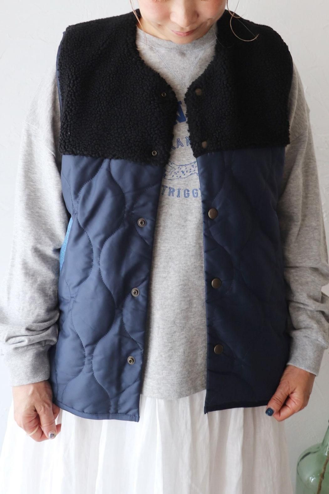 clip.tab ボア×キルティングベスト CLIP.TAB｜クリップタブ】ボア×キルトベスト｜ボアとキルトの大人