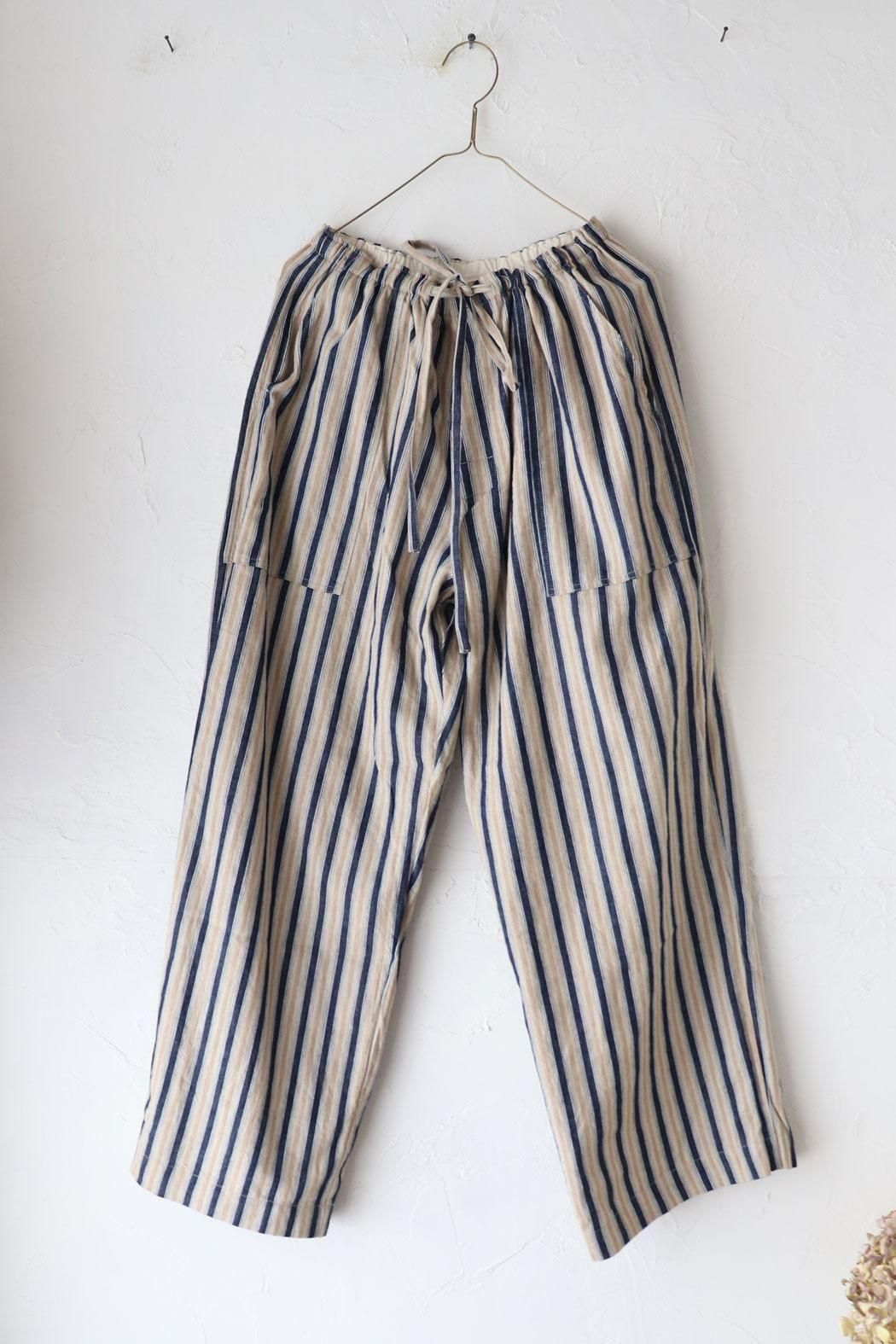 ichi Antiquite's】INDIGO STRIPE PANTS | 爽やかランダムストライプの