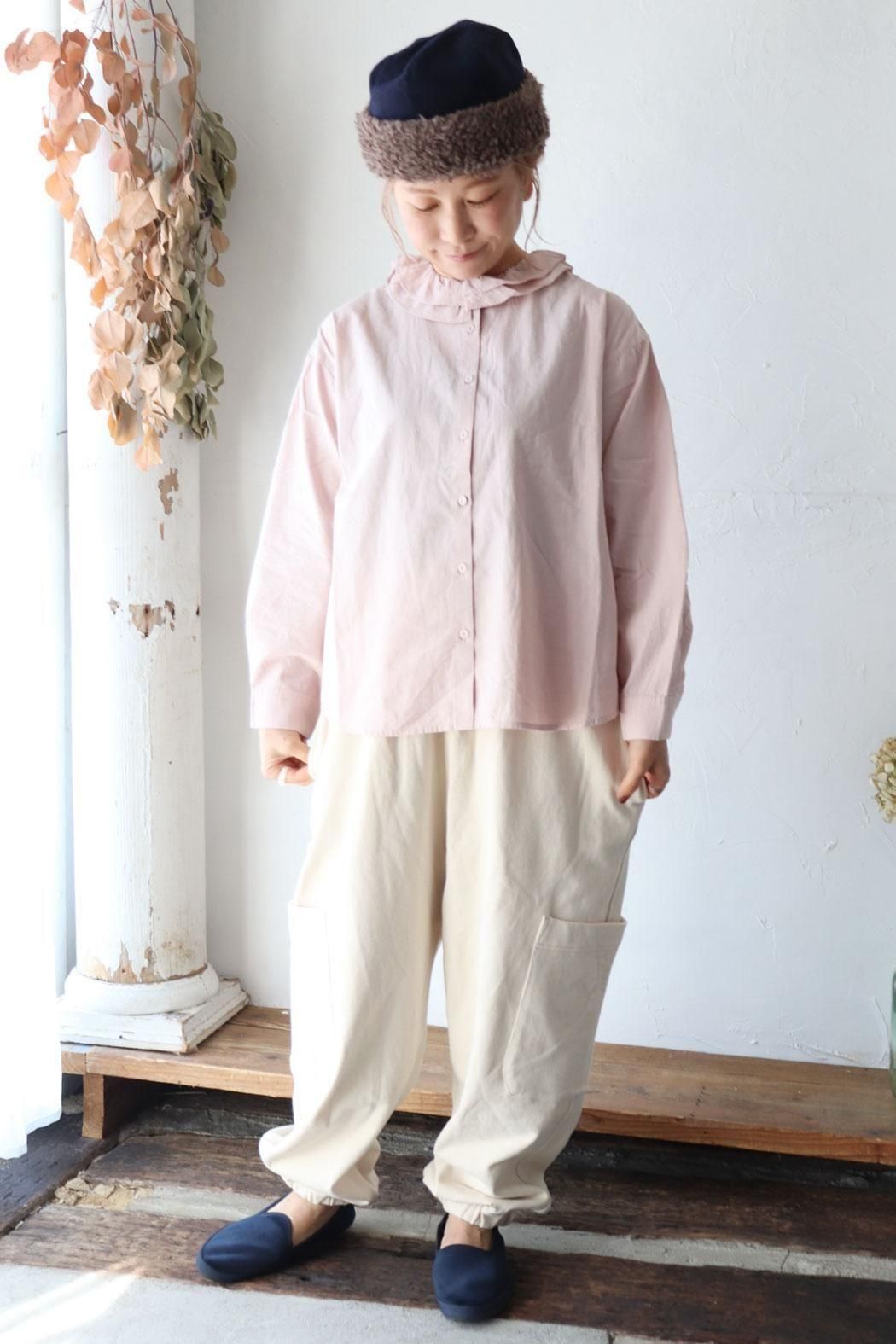 HEAVENLY｜ヘブンリー】Cotton Washer Frillcollar Blouse｜2重