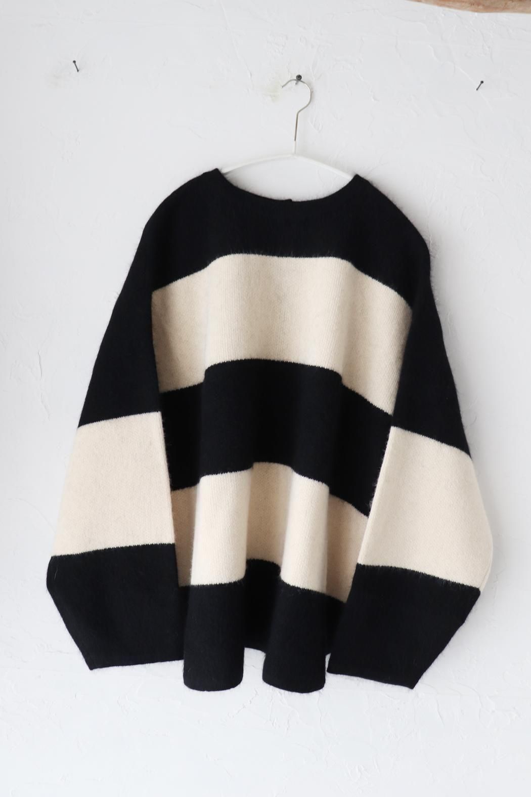 TANG】FOX WOOL 2WAYボーダーニット｜ふんわり起毛で大人