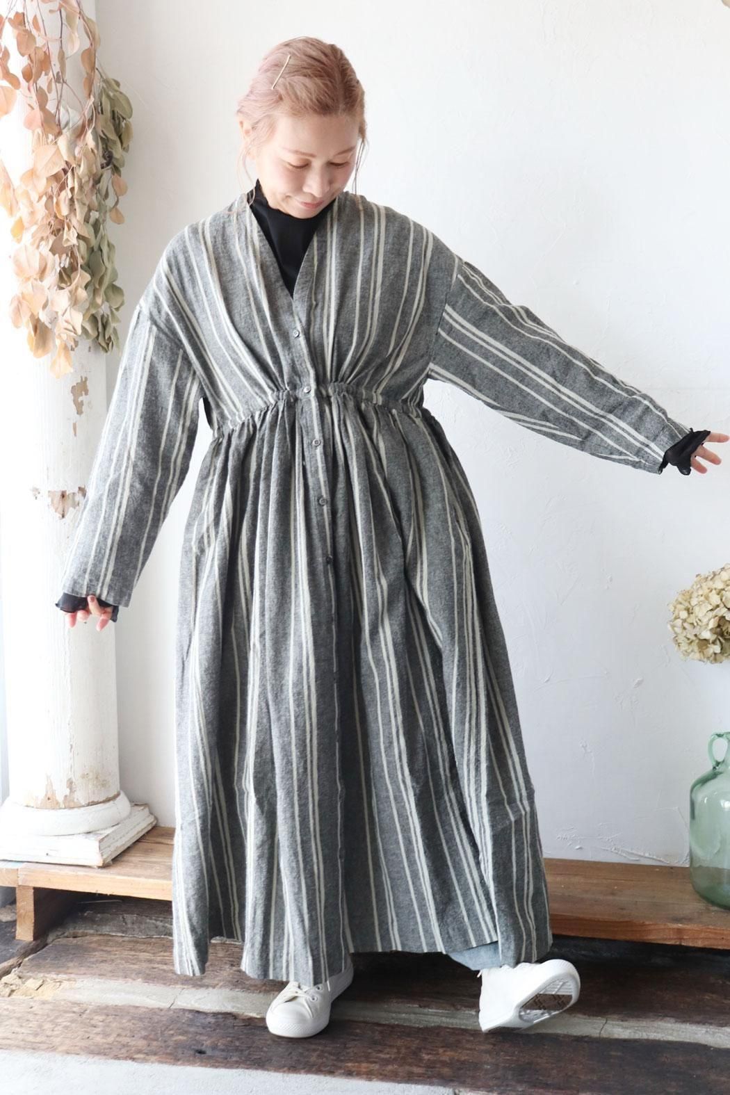 ichi Antiquite's】RANDOM STRIPE DRESS | 大人っぽい落ち着いた