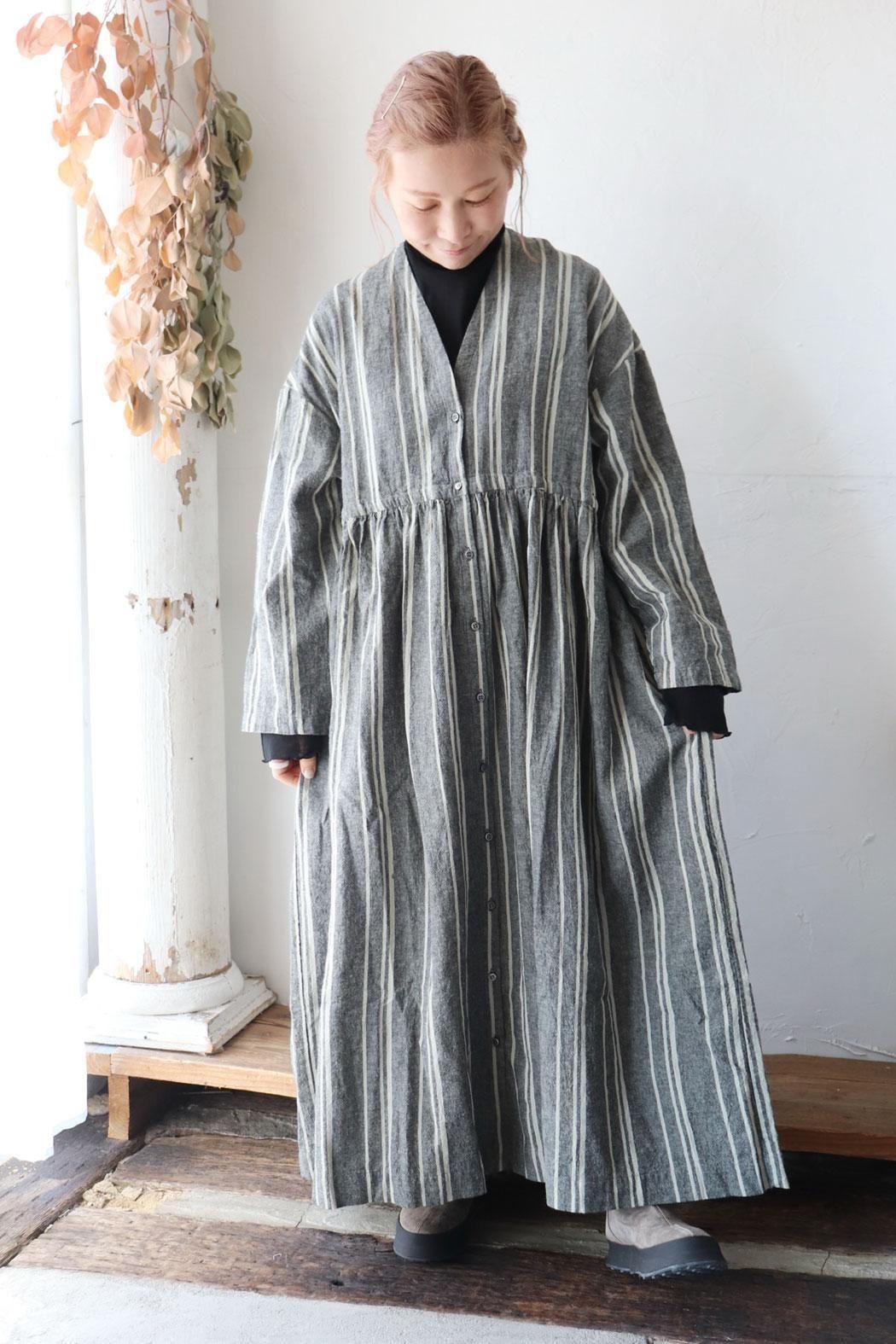 ichi Antiquite's】RANDOM STRIPE DRESS | 大人っぽい落ち着いた