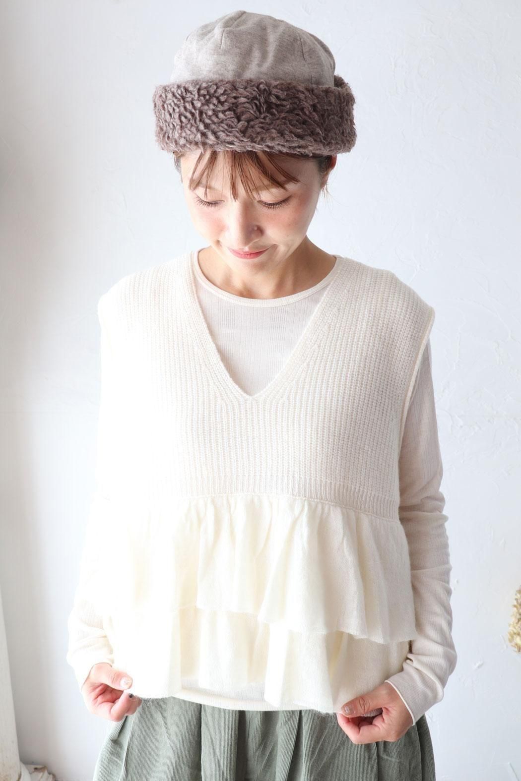 tumugu:｜ツムグ】メリノウール×アルパカ 2wayベスト｜フリル