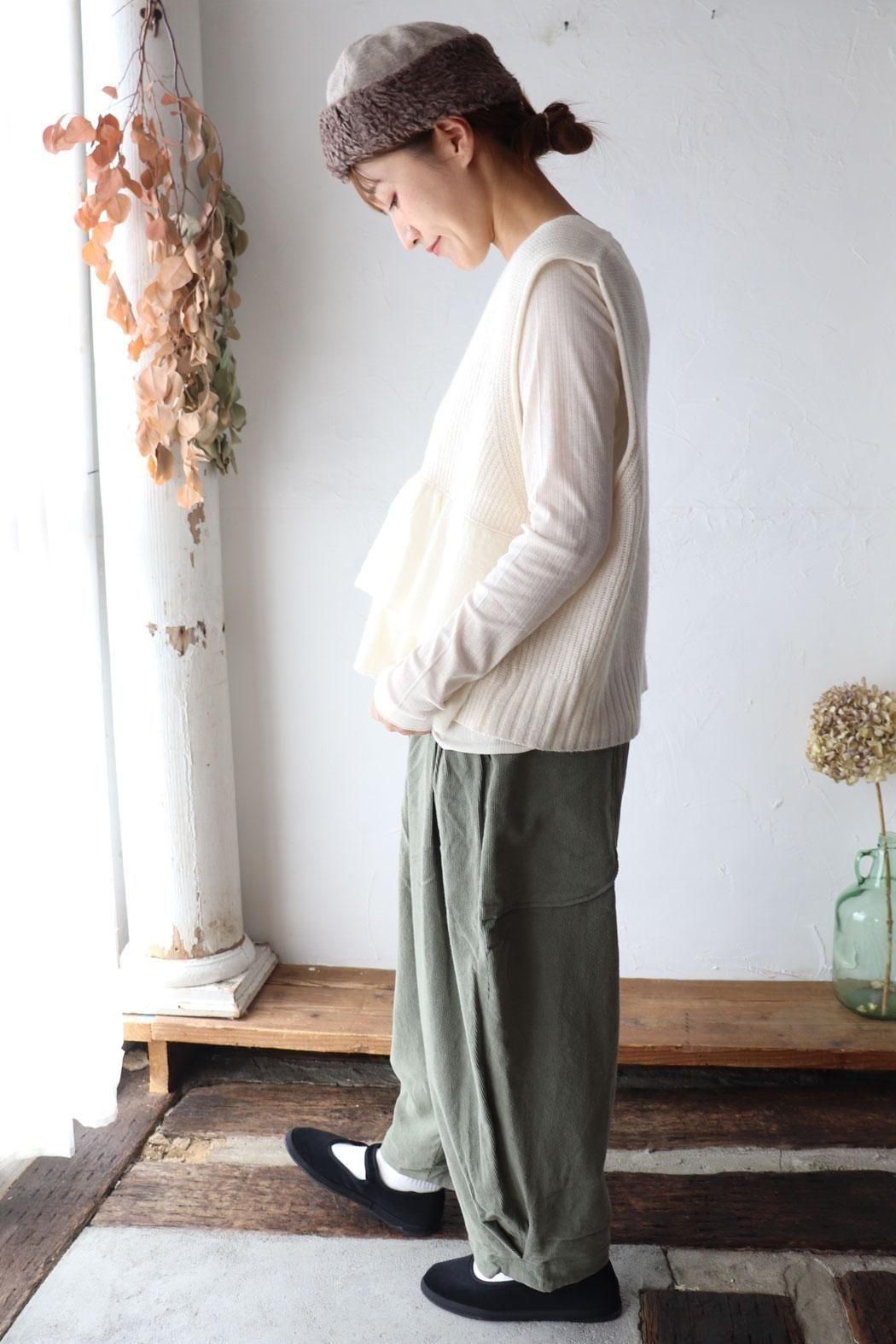 tumugu:｜ツムグ】メリノウール×アルパカ 2wayベスト｜フリル