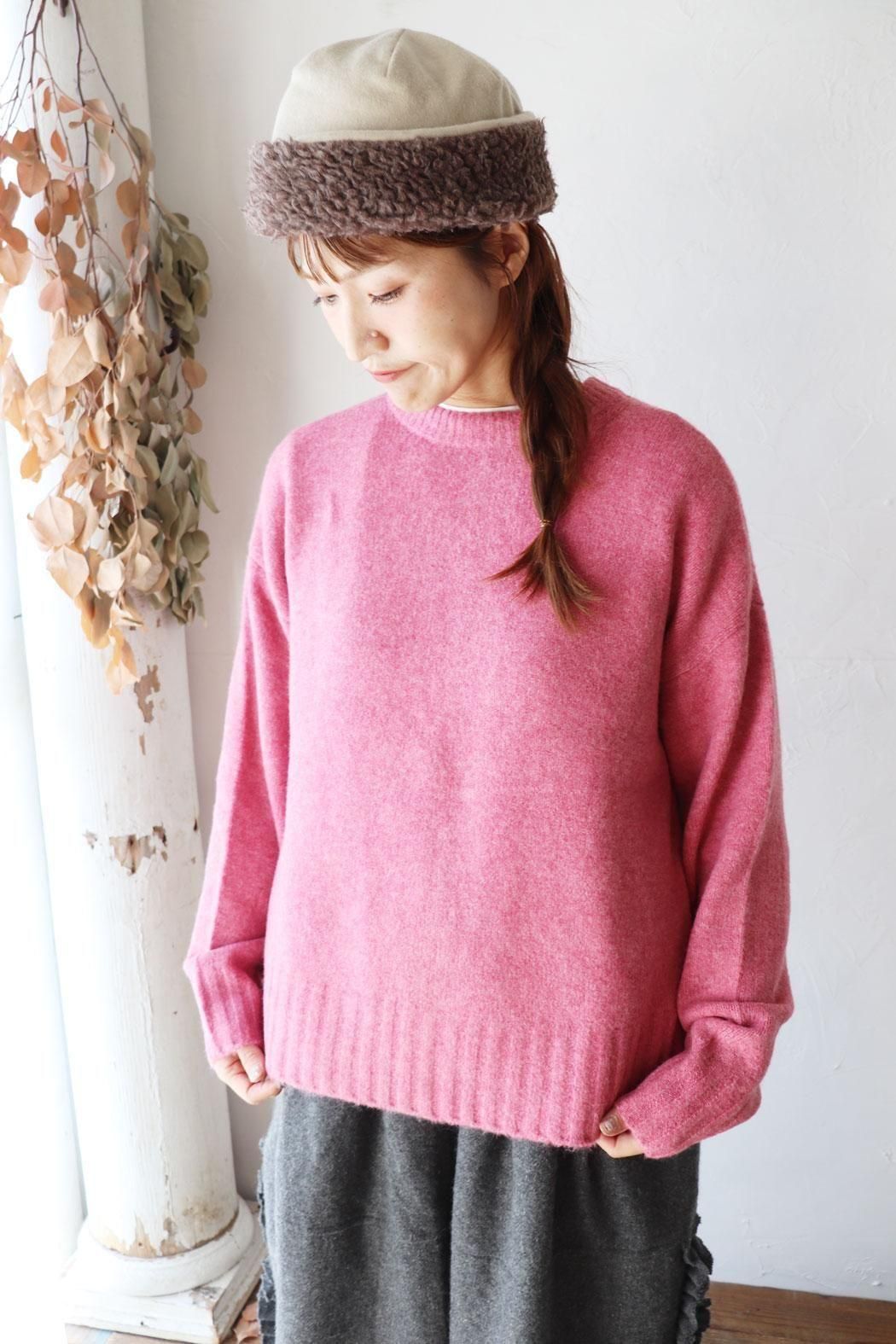 mao made(マオメイド)ヤクフィール2wayクルーネックプルオーバー