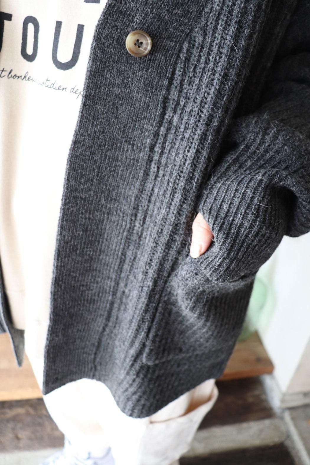 ◎新品◎　ichi イチ　鹿の子編み　ウールカーディガン　ピンク ichi】アルパカ混 CARDIGAN｜ふんわり柔らかなサムホール付きニット