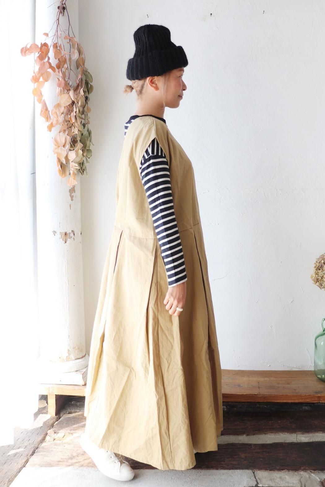 gauze# ガーゼ 2way リネン タックワンピース 麻 Gauze (ガーゼ) 2WAYスウィッチングタックアンティークワンピース