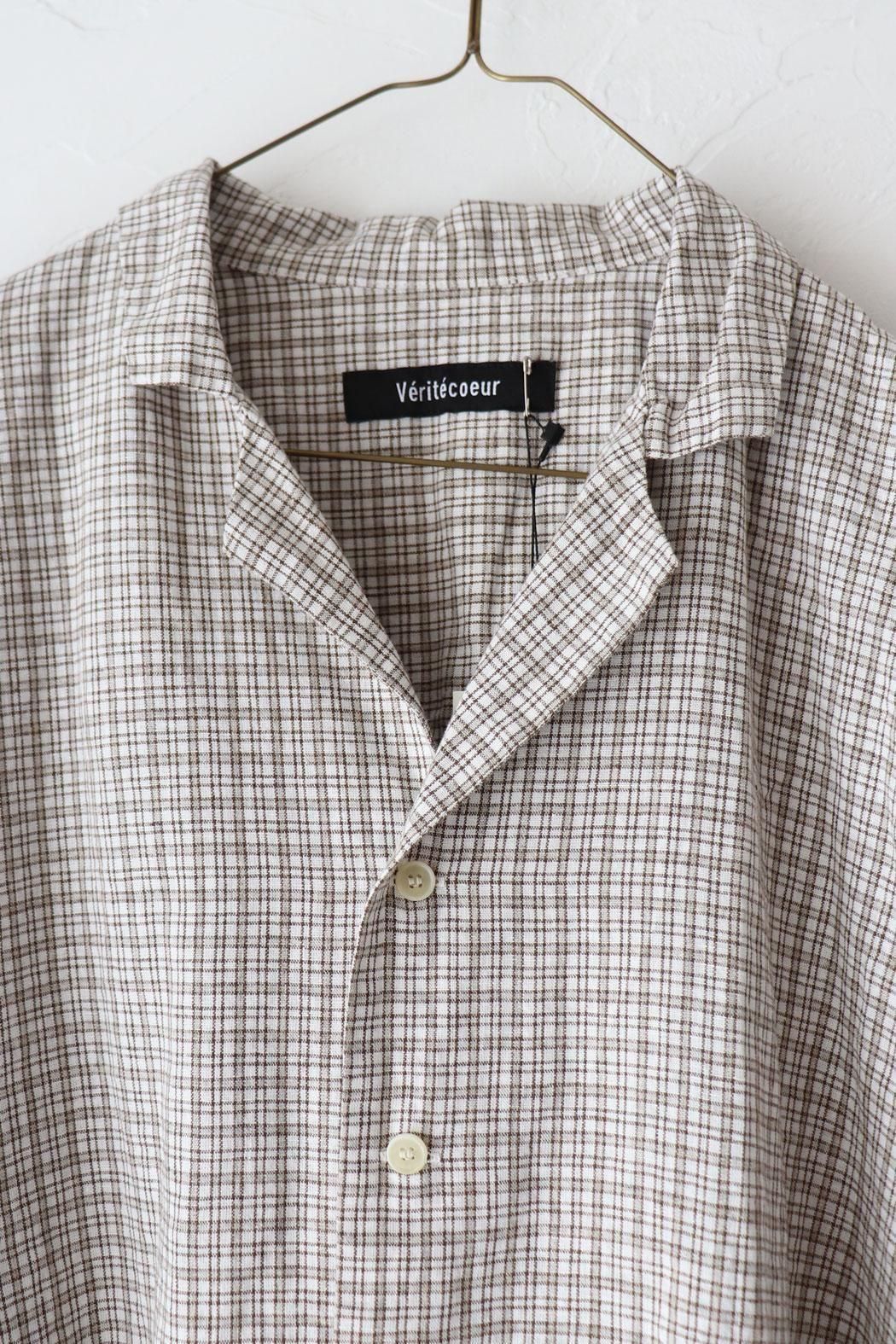 【美品】ヴェリテクール/縮絨コットンウールギンガムチェックシャツ/ブラウン Veritecoeur】VC-2799 ダディチェックシャツ｜落ち感が可愛いチェック