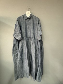 <img class='new_mark_img1' src='https://img.shop-pro.jp/img/new/icons51.gif' style='border:none;display:inline;margin:0px;padding:0px;width:auto;' />toujours indigo cotton.linen  chambray cloth  random pleated half sleeve shirt dress  1