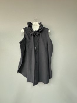 <img class='new_mark_img1' src='https://img.shop-pro.jp/img/new/icons51.gif' style='border:none;display:inline;margin:0px;padding:0px;width:auto;' />toujours fineyarn cotton  cloth     rufflecallar sleeve less  shirt  black  1