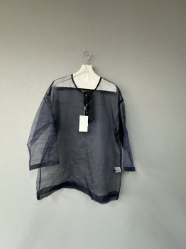<img class='new_mark_img1' src='https://img.shop-pro.jp/img/new/icons51.gif' style='border:none;display:inline;margin:0px;padding:0px;width:auto;' />toujours pure silk organza  cloth   big  Henley  neck shirt  navy  1