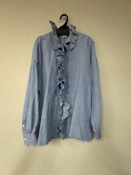 <img class='new_mark_img1' src='https://img.shop-pro.jp/img/new/icons51.gif' style='border:none;display:inline;margin:0px;padding:0px;width:auto;' />toujours  hard wash finished linen cloth  ruffle shirt  indigo blue1