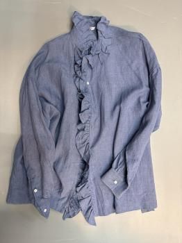 <img class='new_mark_img1' src='https://img.shop-pro.jp/img/new/icons51.gif' style='border:none;display:inline;margin:0px;padding:0px;width:auto;' />toujours  hard wash finished  linen  ruffle shirt  indigo blue2