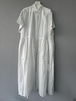 <img class='new_mark_img1' src='https://img.shop-pro.jp/img/new/icons14.gif' style='border:none;display:inline;margin:0px;padding:0px;width:auto;' />toujours cotton silk pin paid cloth random pleated cuff sleeve shirt dress smoke gray  2