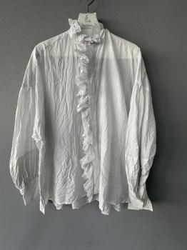 <img class='new_mark_img1' src='https://img.shop-pro.jp/img/new/icons14.gif' style='border:none;display:inline;margin:0px;padding:0px;width:auto;' />toujours cotton silk pin paid cloth band collar bishop sleeve ruffle shirt smoke gray  2