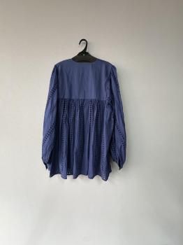 <img class='new_mark_img1' src='https://img.shop-pro.jp/img/new/icons14.gif' style='border:none;display:inline;margin:0px;padding:0px;width:auto;' />toujours Indian lace emboidery cotton cloth  classic smock shirt  indigo navy stripe  2