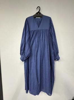 <img class='new_mark_img1' src='https://img.shop-pro.jp/img/new/icons14.gif' style='border:none;display:inline;margin:0px;padding:0px;width:auto;' />toujours Indian lace emboidery cotton cloth   classic smock dress indigo navy. stripe  1