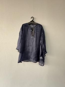 <img class='new_mark_img1' src='https://img.shop-pro.jp/img/new/icons14.gif' style='border:none;display:inline;margin:0px;padding:0px;width:auto;' />toujourspure silk organza cloth big henly neck shirt   navy1