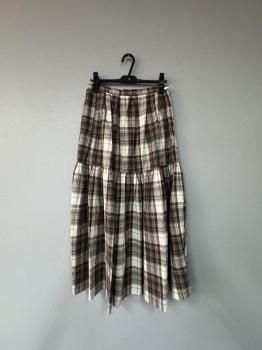 <img class='new_mark_img1' src='https://img.shop-pro.jp/img/new/icons51.gif' style='border:none;display:inline;margin:0px;padding:0px;width:auto;' />toujours  fade finished recycle cotton madras plaid cloth  ruffle  maxi   skirt1