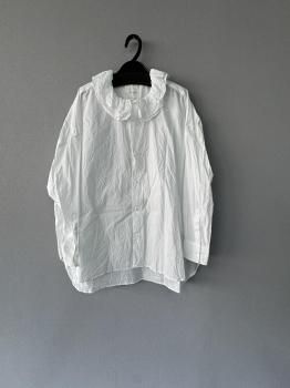 <img class='new_mark_img1' src='https://img.shop-pro.jp/img/new/icons51.gif' style='border:none;display:inline;margin:0px;padding:0px;width:auto;' /> toujours  fine yarn cotton cloth  ruffle callar baggy shirt  white  2
