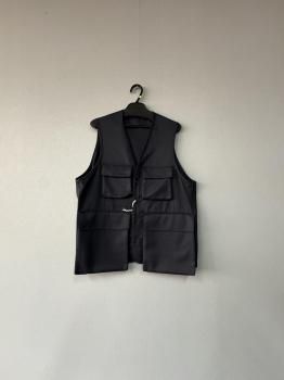 <img class='new_mark_img1' src='https://img.shop-pro.jp/img/new/icons15.gif' style='border:none;display:inline;margin:0px;padding:0px;width:auto;' />2025AW toujours super120,sworsted wool flannel cloth hunting utility long vest navy  2