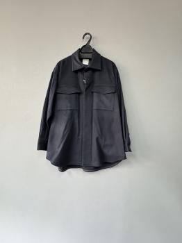 <img class='new_mark_img1' src='https://img.shop-pro.jp/img/new/icons15.gif' style='border:none;display:inline;margin:0px;padding:0px;width:auto;' />2025AW toujours  beaver finished pure cashmere cloth  baggy CPO shirt jaket  navy2