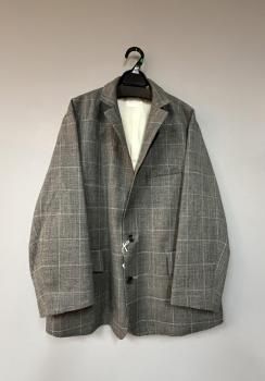 <img class='new_mark_img1' src='https://img.shop-pro.jp/img/new/icons51.gif' style='border:none;display:inline;margin:0px;padding:0px;width:auto;' />2025AW toujours  rustic window pane wool.linen cloth oversize sack jaket  gray 1