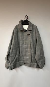 <img class='new_mark_img1' src='https://img.shop-pro.jp/img/new/icons15.gif' style='border:none;display:inline;margin:0px;padding:0px;width:auto;' />2025AW toujours  rustic window pane wool.linen cloth  oversize harring ton  jaket gray2