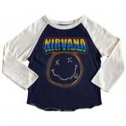 <img class='new_mark_img1' src='https://img.shop-pro.jp/img/new/icons11.gif' style='border:none;display:inline;margin:0px;padding:0px;width:auto;' />Nirvana Smiley Raglan /˥ʡޥ꡼饰ĹµT (80-170cm)