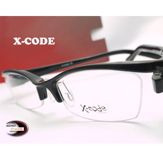 【メガネ通販】X-Code Eyewear エアロフレーム Black 超弾力性新素材 ハーフリム眼鏡 《今だけ送料無料》 - 【激安メガネ 通販】  MEGANE WORLD (メガネワールド) 《デザイン眼鏡の激安、格安めがね店》