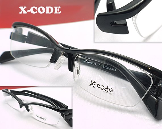 メガネ通販】X-Code Eyewear エアロフレーム Black 超弾力性新素材 ハーフリム眼鏡 《今だけ送料無料》 - 【激安メガネ 通販】  MEGANE WORLD (メガネワールド) 《デザイン眼鏡の激安、格安めがね店》