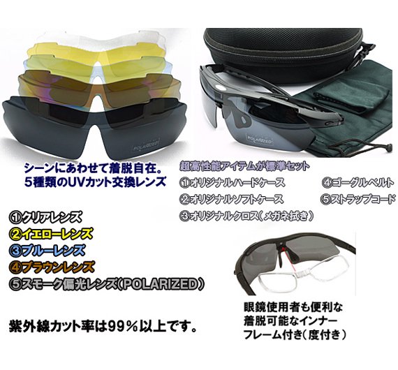 メガネ通販】 度付 POLARIZED 偏光 高機能スポーツサングラス RB100