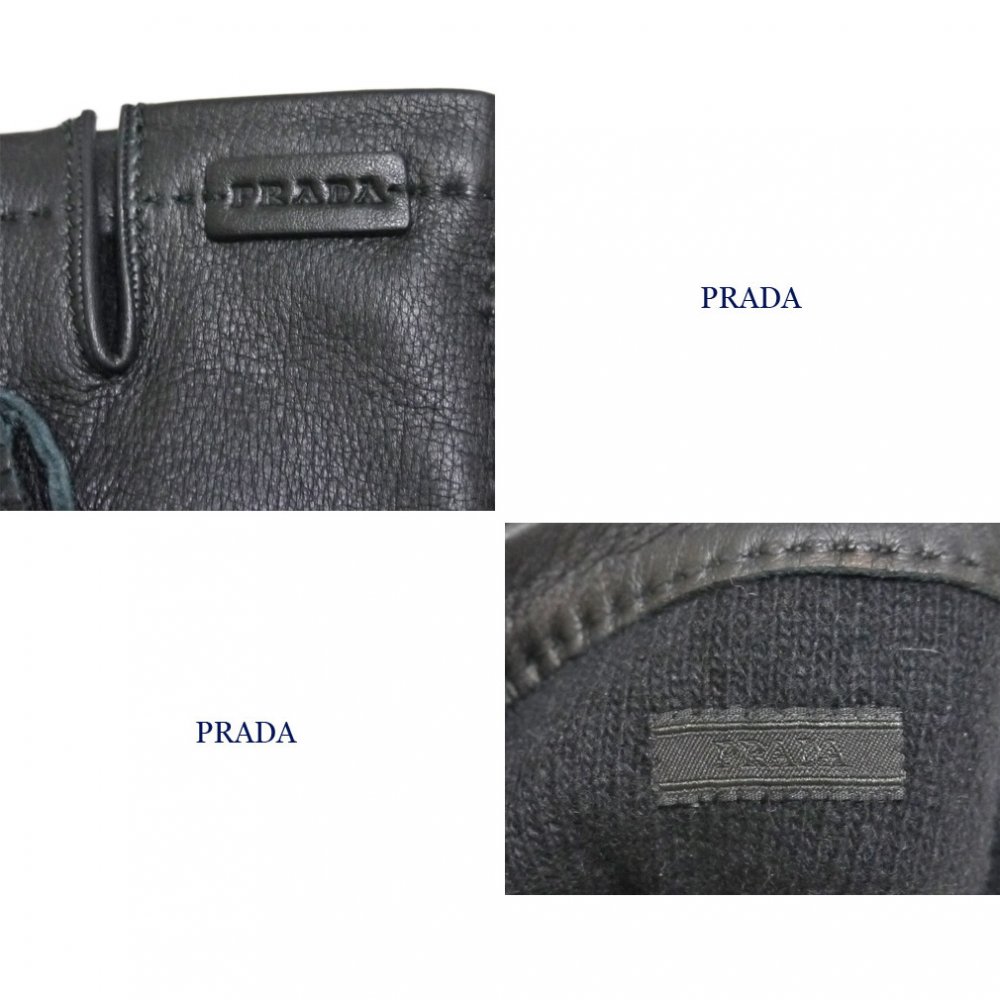 プラダ メンズ 鹿革手袋(レザーブローブ) 黒 ＃8.5#9 PRADA