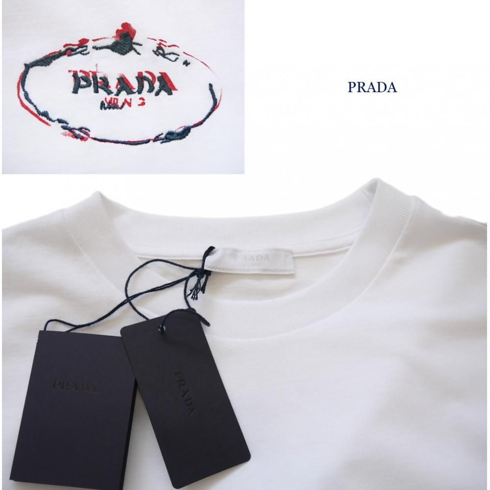 【美品】PRADA プラダ カットソー　定価13万　ステッチ刺繍　Tシャツ