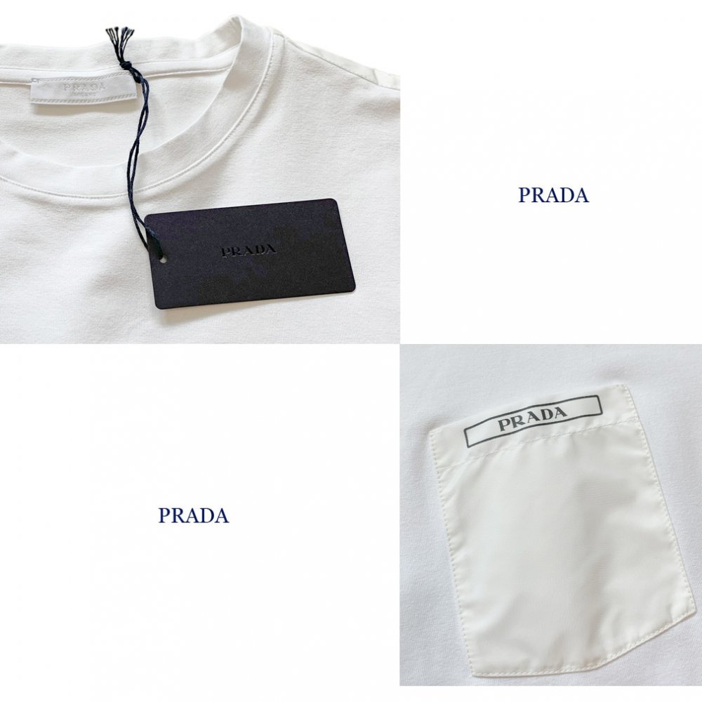新品プラダPRADAクルーネック　レースTシャツ　白×イエロー#XXL
