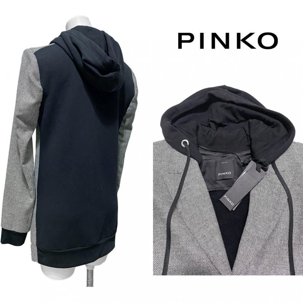 ピンコ　フード付　ツイード　テーラードジャケット　黒　#38　PINKO - インポートセレクトショップ『It Girl's collection』　 プラダ・ミュウミュウなどハイブランド品やインポートファッションアイテムの格安通販サイト