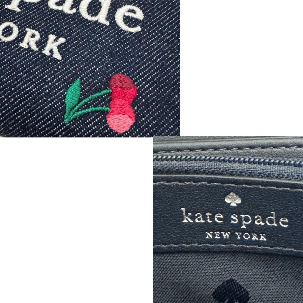 美品　ケイトスペード　花柄　ラウンドジップ　長財布　シルバーロゴ　ブルー k8868-6501.jpg